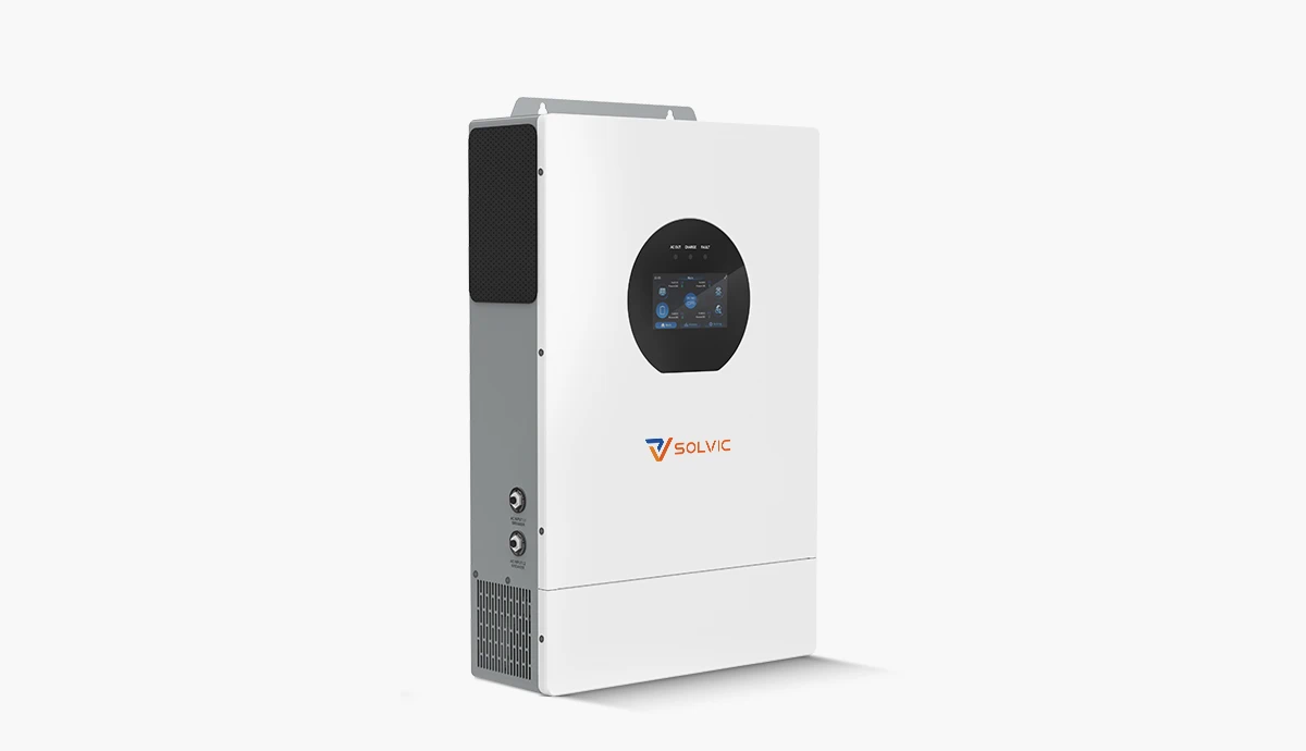 Solvic 10kW hybrid inverter – 120/240V split phase output for US residential solar storage systems, supports grid-tied and off-grid operation with 48V battery input and dual MPPT trackers